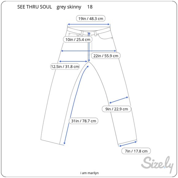 See Thru Soul “I Am Marilyn” Skinny Gray Stretch Denim Jeans Size 18 W38 L31 - Picture 11 of 11
